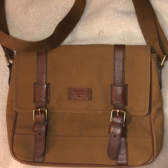fossil canvas messenger bag